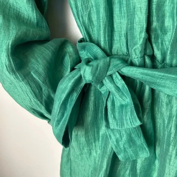 Maje Emerald Green Linen-Blend ROMPER - Picture 5 of 9